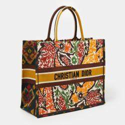 Pre Owned Dior Multicolor Paisley Embroidered Canvas Large Book Tote 