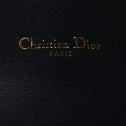 Pre Owned Dior Navy Blue Oblique Canvas and Leather Saddle Wallet On Chain