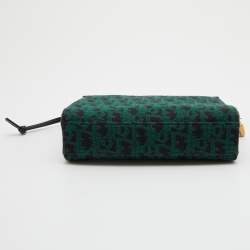 Pre Owned Dior Green/Black Oblique Canvas Zip Pouch Clutch