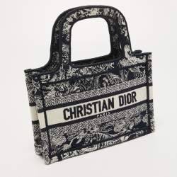Dior Blue De Jouy Embroidery Canvas Mini Book Tote 