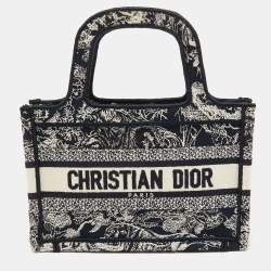 Dior Blue De Jouy Embroidery Canvas Mini Book Tote 