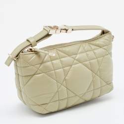 Pre Owned Dior Sage Green Macrocannage Leather Small Diortravel Nomad Pouch