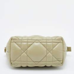 Pre Owned Dior Sage Green Macrocannage Leather Small Diortravel Nomad Pouch