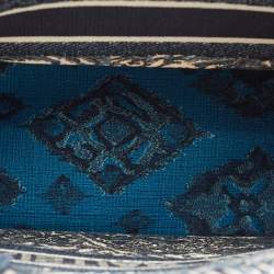 Pre Owned Dior Navy Blue/White Palms Embroidered Canvas Large Book Tote 