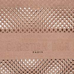 Dior Pink Mesh Embroidered Canvas Large Book Tote