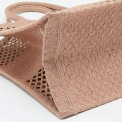Dior Pink Mesh Embroidered Canvas Large Book Tote