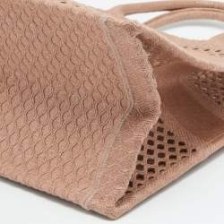 Dior Pink Mesh Embroidered Canvas Large Book Tote