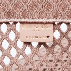 Dior Pink Mesh Embroidered Canvas Large Book Tote