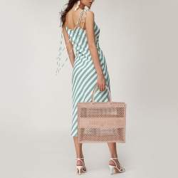 Dior Pink Mesh Embroidered Canvas Large Book Tote