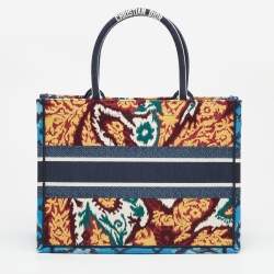 Pre Owned Dior Multicolor Paisley Embroidered Canvas Medium Book Tote