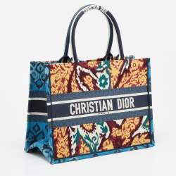 Pre Owned Dior Multicolor Paisley Embroidered Canvas Medium Book Tote