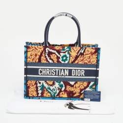 Pre Owned Dior Multicolor Paisley Embroidered Canvas Medium Book Tote