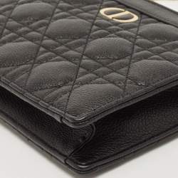 Dior Black Cannage Leather Caro Zipped Chain Pouch