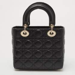 Pre Owned Dior Black Cannage Leather Small My ABCDior Lady Dior Tote