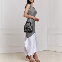 Pre Owned Dior Black Cannage Leather Small My ABCDior Lady Dior Tote