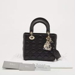Pre Owned Dior Black Cannage Leather Small My ABCDior Lady Dior Tote