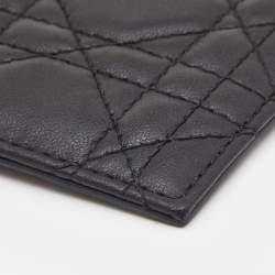 Pre Owned Dior Black Cannage Leather Lady Dior Card Holder