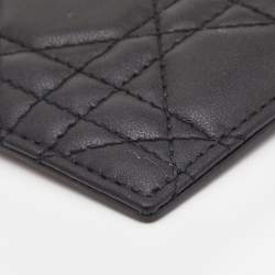 Pre Owned Dior Black Cannage Leather Lady Dior Card Holder