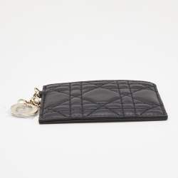 Pre Owned Dior Black Cannage Leather Lady Dior Card Holder