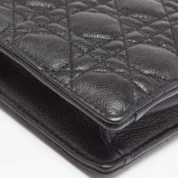 Dior Black Cannage Pebbled Leather Caro Zipped Chain Pouch