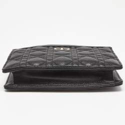 Dior Black Cannage Pebbled Leather Caro Zipped Chain Pouch