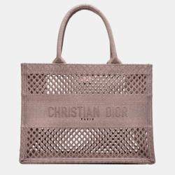 Dior Clay-Colored Mesh Embroidery Small Book Tote