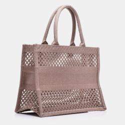 Dior Clay-Colored Mesh Embroidery Small Book Tote