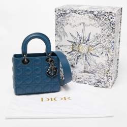 Pre Owned Dior Dark Blue Cannage Leather Small My ABCDior Lady Dior Tote