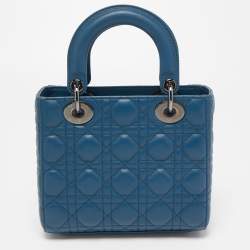 Pre Owned Dior Dark Blue Cannage Leather Small My ABCDior Lady Dior Tote