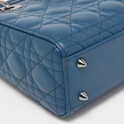 Pre Owned Dior Dark Blue Cannage Leather Small My ABCDior Lady Dior Tote