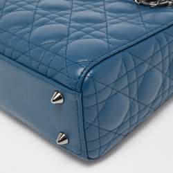Pre Owned Dior Dark Blue Cannage Leather Small My ABCDior Lady Dior Tote