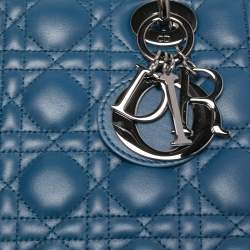 Pre Owned Dior Dark Blue Cannage Leather Small My ABCDior Lady Dior Tote