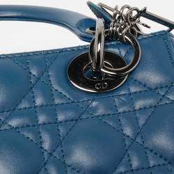 Pre Owned Dior Dark Blue Cannage Leather Small My ABCDior Lady Dior Tote