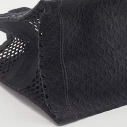 Pre Owned Dior Black Mesh Embroidered Canvas Large Book Tote