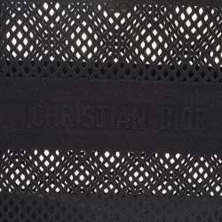 Pre Owned Dior Black Mesh Embroidered Canvas Large Book Tote