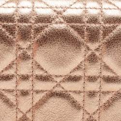 Pre Owned Dior Rose Gold Cannage Leather Lady Dior Pouch 