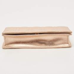 Pre Owned Dior Rose Gold Cannage Leather Lady Dior Pouch 