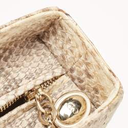 Pre Owned Dior Gold/Beige Python Large Lady Dior Tote