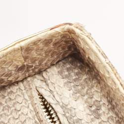 Pre Owned Dior Gold/Beige Python Large Lady Dior Tote