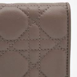 Pre Owned Dior Beige Leather Mini Lady Dior Wallet