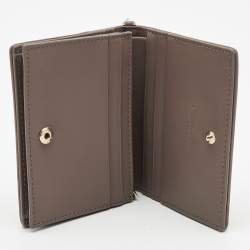 Pre Owned Dior Beige Leather Mini Lady Dior Wallet