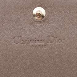 Pre Owned Dior Beige Leather Mini Lady Dior Wallet