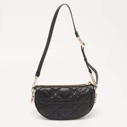 Dior Black Cannage Leather Small Vibe Hobo