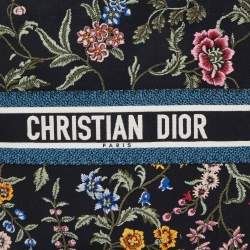 Pre Owned Dior Black/Multicolor Petites Fleur Embroidered Canvas Large Book Tote