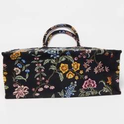 Pre Owned Dior Black/Multicolor Petites Fleur Embroidered Canvas Large Book Tote