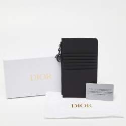 Pre Owned Dior Black Matte Cannage Leather Zip Pouch