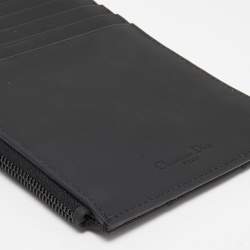 Pre Owned Dior Black Matte Cannage Leather Zip Pouch