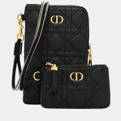 Pre Owned DIOR Black Supple Cannage Calfskin CARO MULTIFUNCTIONAL POUCH S5036UWHC900U