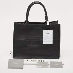 Pre Owned Dior Black Leather Medium Book Tote