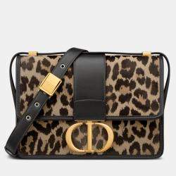 Pre Owned DIOR Beige Multicolor Mizza Pony-Hair Calfskin 30 MONTAIGNE BAG M9203UZAB918U